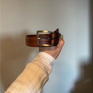 Men’s genuine leather belt, brown - size 34